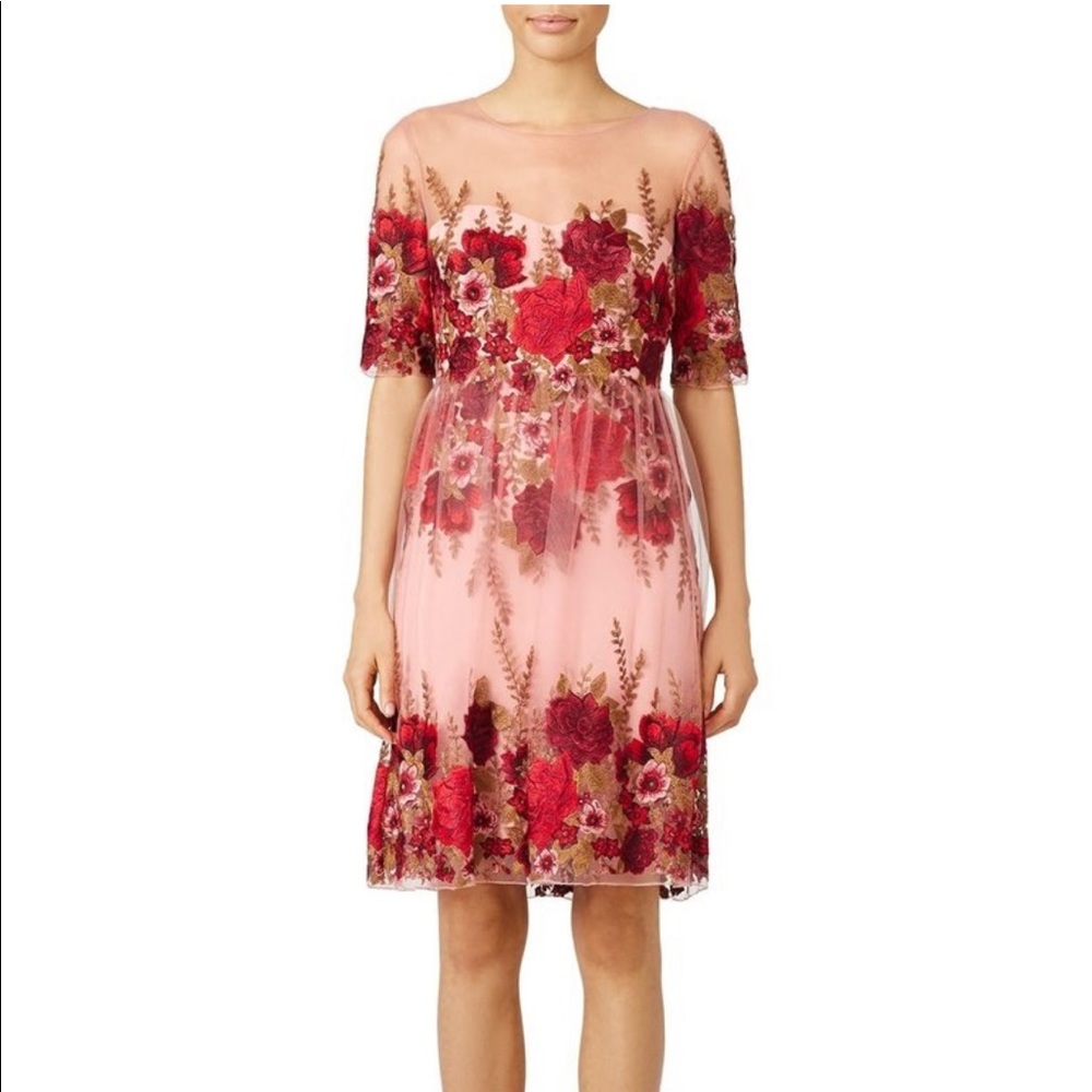 MARCHESA NOTTE Rose Throw Dress